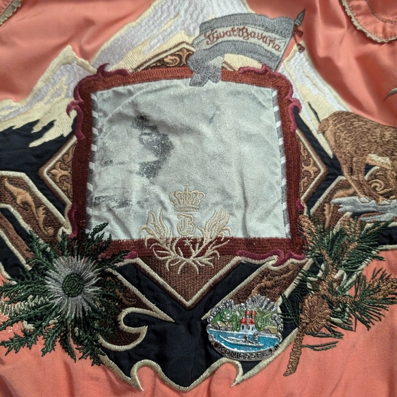 Rare Vintage Bogner Ski Snowsuit 80s Western Bavarian Mountain Eagle Coral Pink - Picture 2 of 16